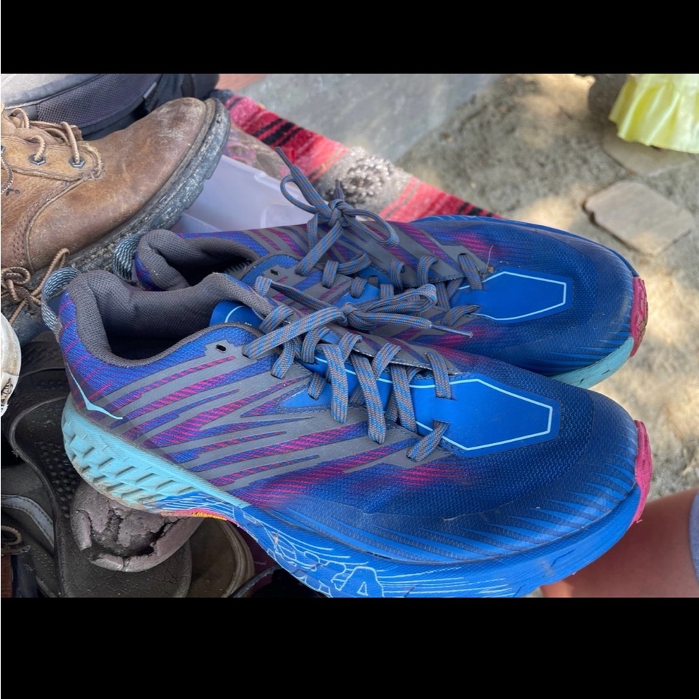 Hoka Blue and Pink Athletic Shoes